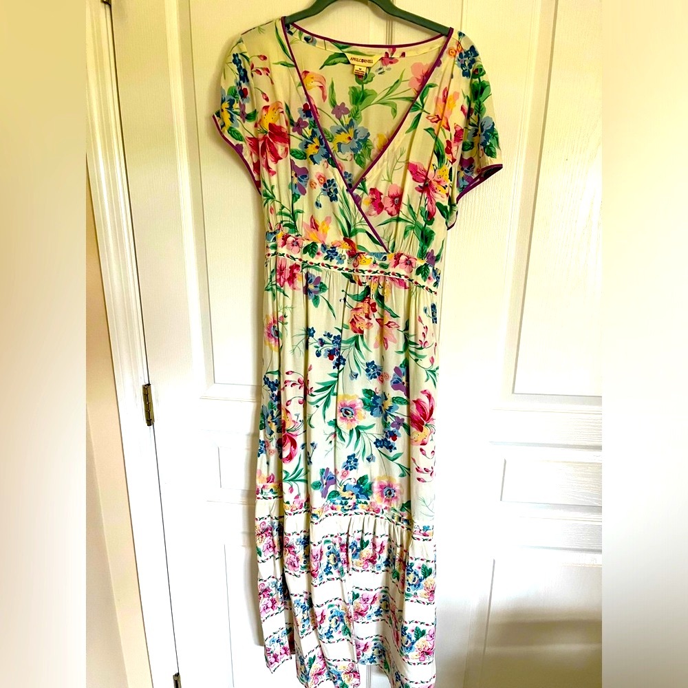 April Cornell Romantic Boho Floral maxi cotton dress size MEDIUM